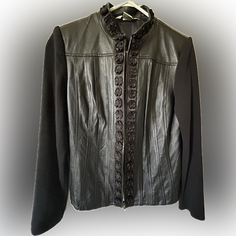 Black leather and cotton Nygard jacket size 6-8